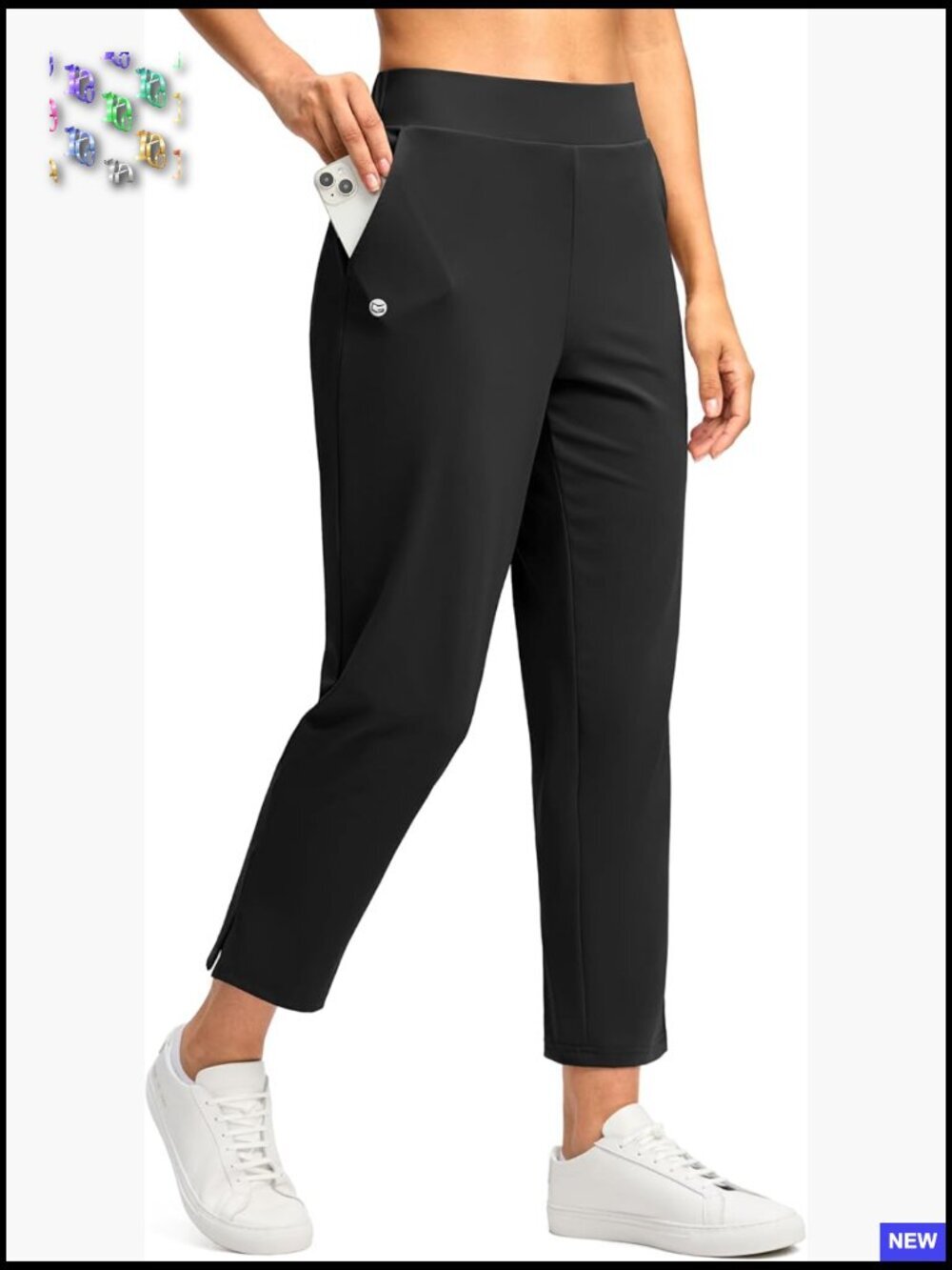 High Waisted Ankle Pants Stretchy Travel Work Golf Pants with Pockets Inner